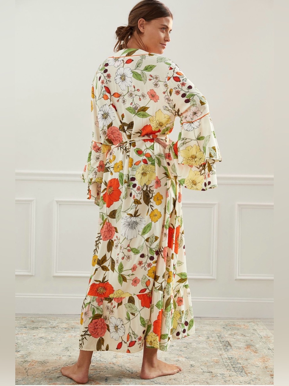 Anthropologie Maaji Ruffled Botanical Robe | - Picture 4 of 9